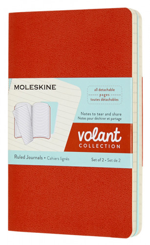 Блокнот Moleskine VOLANT QP711F16B24 Pocket 90x140мм 80стр. линейка мягкая обложка оранжевый/голубой (2шт)