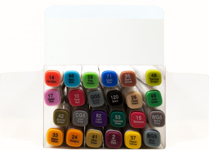 Набор маркеров для скетчинга Silwerhof двойной пиш. наконечник 1-7мм 24цв. блистер (24шт.)