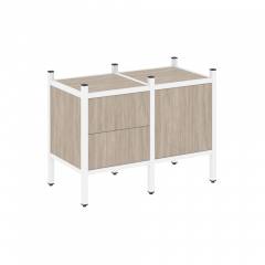 Loft Прямой стеллаж наборный VR.L-01 Дуб аттик/Белый металл 862*446*636