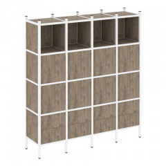 Loft Прямой стеллаж наборный VR.L-09 Тиквуд тёмный/Белый металл 1694*446*1869