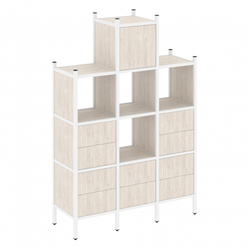 Loft Прямой стеллаж наборный VR.L-18 Денвер светлый/Белый металл 1278*446*1869