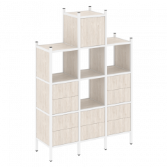 Loft Прямой стеллаж наборный VR.L-18 Денвер светлый/Белый металл 1278*446*1869