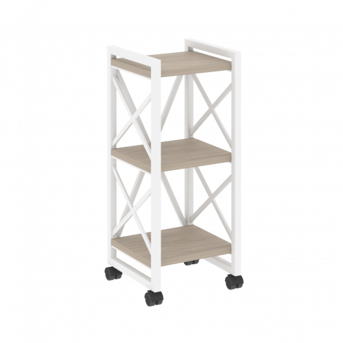 Loft Стеллаж на колесных опорах-3 полки VR.L-MST.K-3.4 Дуб аттик/Белый металл 400*400*968