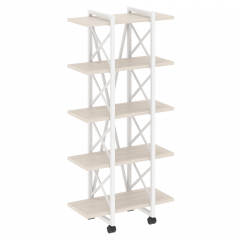 Loft Стеллаж на колесных опорах-5 полок VR.L-MST.K-5.4V Денвер светлый/Белый металл 800*400*1704