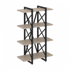 Loft Стеллаж на регулируемых опорах-4 полки VR.L-MST.O-4.4V Дуб аттик/Чёрный металл 800*400*1280
