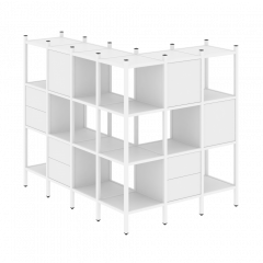 Loft Угловой внешний стеллаж наборный VR.L-52 Белый бриллиант/Белый металл 1694*1278*1458