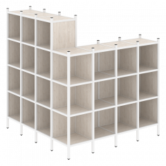 Loft Угловой внешний стеллаж наборный VR.L-60 Денвер светлый/Белый металл 1694*1694*1869