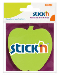 Блок самоклеящийся бумажный Stick`n 21449 70x70мм 50лист. 70г/м2 неон зеленый вырубной "яблоко" европодвес