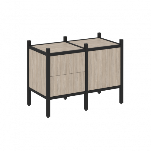 Loft Прямой стеллаж наборный VR.L-01 Дуб аттик/Чёрный металл 862*446*636