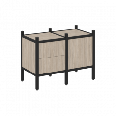 Loft Прямой стеллаж наборный VR.L-01 Дуб аттик/Чёрный металл 862*446*636