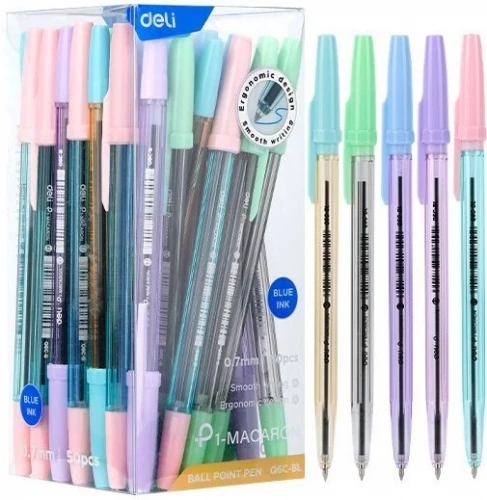 Ручка шариков. Deli Macaron EQ6C-B d=0.7мм син. черн. (50шт)