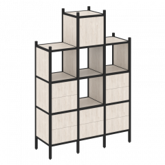 Loft Прямой стеллаж наборный VR.L-18 Денвер светлый/Чёрный металл 1278*446*1869