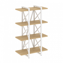 Loft Стеллаж на регулируемых опорах-4 полки VR.L-MST.O-4.4V Тиквуд светлый/Белый металл 800*400*1280