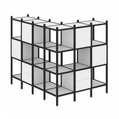 Loft Угловой внешний стеллаж наборный VR.L-52 Белый бриллиант/Чёрный металл 1694*1278*1458
