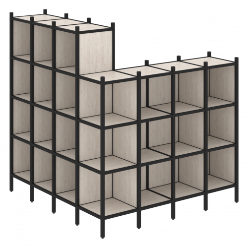 Loft Угловой внешний стеллаж наборный VR.L-60 Денвер светлый/Чёрный металл 1694*1694*1869