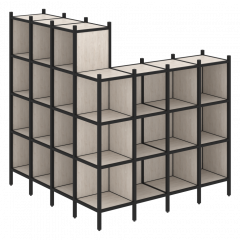 Loft Угловой внешний стеллаж наборный VR.L-60 Денвер светлый/Чёрный металл 1694*1694*1869