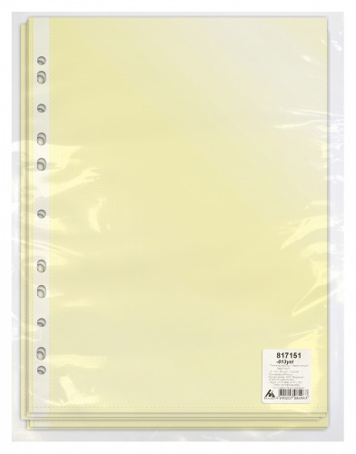 Папка-вкладыш Бюрократ Премиум -013YEL желтый глянцевые А4+ 30мкм (упак.:50шт)