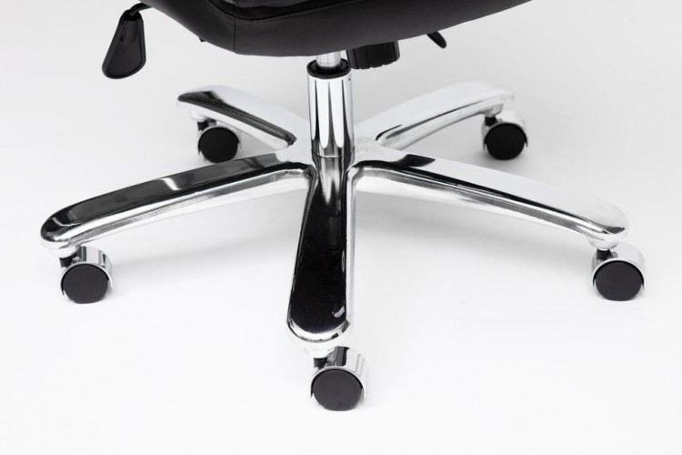 Кресло GRAND , Кожа  +  кож.зам/ткань, черный/серый-12