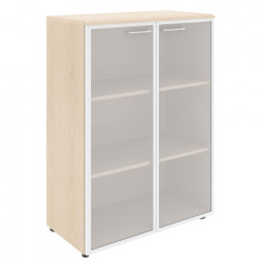 Шкаф со стеклянными дверьми в алюминевой рамке с топом WMC 85.7 Бук Тиара 856х432х1184 WAVE