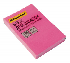 Блок самоклеящийся бумажный Silwerhof 682160-03 51x76мм 100лист. 75г/м2 неон розовый