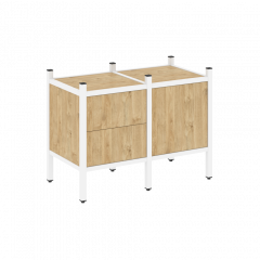 Loft Прямой стеллаж наборный VR.L-01 Тиквуд светлый/Белый металл 862*446*636