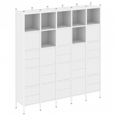 Loft Прямой стеллаж наборный VR.L-10 Белый бриллиант/Белый металл 2110*446*2280