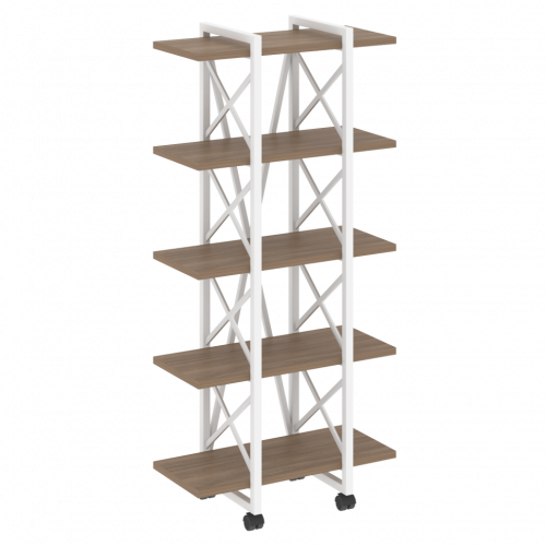Loft Стеллаж на колесных опорах-5 полок VR.L-MST.K-5.4V Дуб аризона/Белый металл 800*400*1704