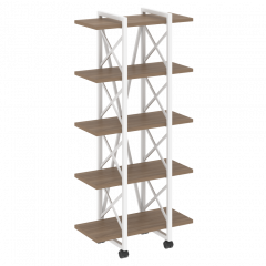 Loft Стеллаж на колесных опорах-5 полок VR.L-MST.K-5.4V Дуб аризона/Белый металл 800*400*1704