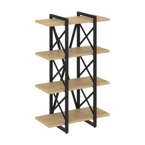 Loft Стеллаж на регулируемых опорах-4 полки VR.L-MST.O-4.4V Тиквуд светлый/Чёрный металл 800*400*1280