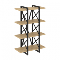 Loft Стеллаж на регулируемых опорах-4 полки VR.L-MST.O-4.4V Тиквуд светлый/Чёрный металл 800*400*1280