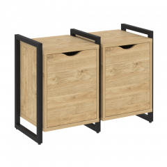 Loft Тумба на регулируемых опорах наборная. Вариант №2 VR.L-TN-2.O Тиквуд светлый/Чёрный металл 970*460*719