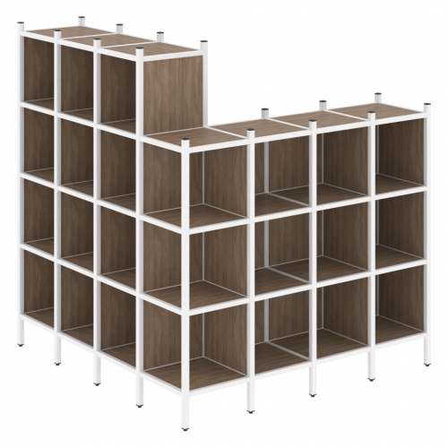 Loft Угловой внешний стеллаж наборный VR.L-60 Дуб аризона/Белый металл 1694*1694*1869