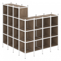 Loft Угловой внешний стеллаж наборный VR.L-60 Дуб аризона/Белый металл 1694*1694*1869