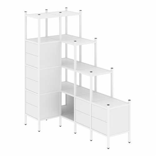 Loft Угловой внутренний стеллаж наборный VR.L-42 Белый бриллиант/Белый металл 862*1694*1869