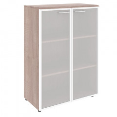 Шкаф со стеклянными дверьми в алюминевой рамке с топом WMC 85.7 Дуб Сонома 856х432х1184 WAVE