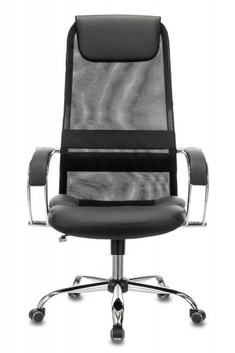 Кресло руководителя Бюрократ CH-608SL черный TW-01 TW-11 эко.кожа/сетка с подголов. крестов. металл хром