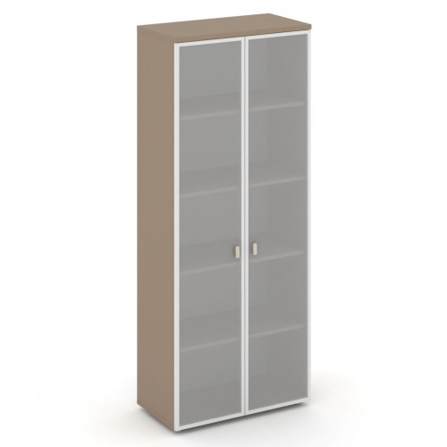 Estetica Шкаф высокий широкий (2 высок. фасада стекло в раме) ES.ST-1.10R Латте/Сатин матовый 800*420*1977