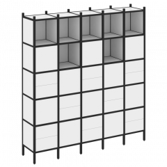 Loft Прямой стеллаж наборный VR.L-10 Белый бриллиант/Чёрный металл 2110*446*2280