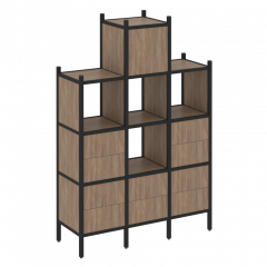 Loft Прямой стеллаж наборный VR.L-18 Дуб аризона/Чёрный металл 1278*446*1869