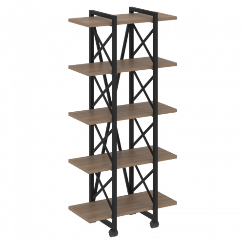 Loft Стеллаж на колесных опорах-5 полок VR.L-MST.K-5.4V Дуб аризона/Чёрный металл 800*400*1704