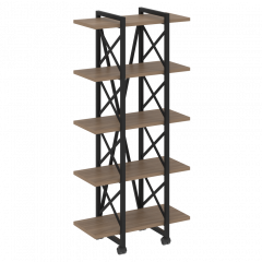 Loft Стеллаж на колесных опорах-5 полок VR.L-MST.K-5.4V Дуб аризона/Чёрный металл 800*400*1704