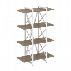 Loft Стеллаж на регулируемых опорах-4 полки VR.L-MST.O-4.4V Тиквуд тёмный/Белый металл 800*400*1280