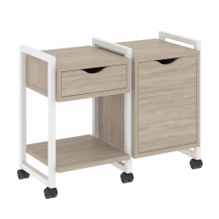 Loft Тумба на колесных опорах наборная. Вариант №3 VR.L-TN-3.K Дуб аттик/Белый металл 970*460*767