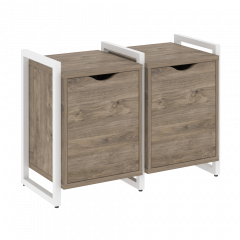 Loft Тумба на регулируемых опорах наборная. Вариант №2 VR.L-TN-2.O Тиквуд тёмный/Белый металл 970*460*719