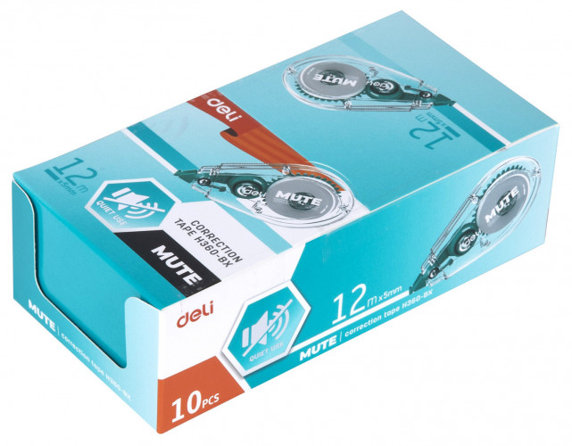 Лента коррект. Deli Mute EH360-BX 12мx5мм прозрачный корпус блистер