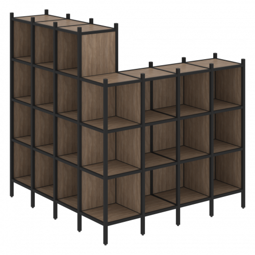 Loft Угловой внешний стеллаж наборный VR.L-60 Дуб аризона/Чёрный металл 1694*1694*1869