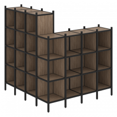 Loft Угловой внешний стеллаж наборный VR.L-60 Дуб аризона/Чёрный металл 1694*1694*1869