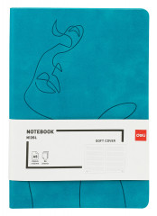 Блокнот Deli EN126LGREEN A5 210х143мм искусст. кожа 96л линейка мягкая обложка бирюзовый