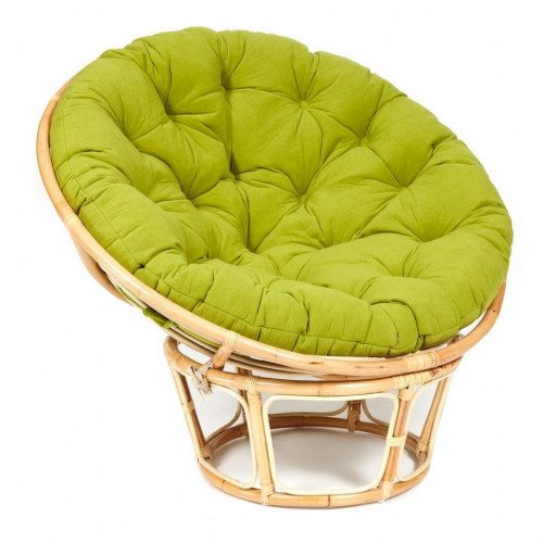 Кресло "PAPASAN ECO"  P115-1/SP STD / c подушкой, ремешками /, Natural (натуральный), флок Олива, 23