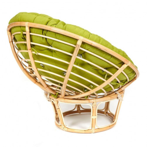 Кресло "PAPASAN ECO"  P115-1/SP STD / c подушкой, ремешками /, Natural (натуральный), флок Олива, 23